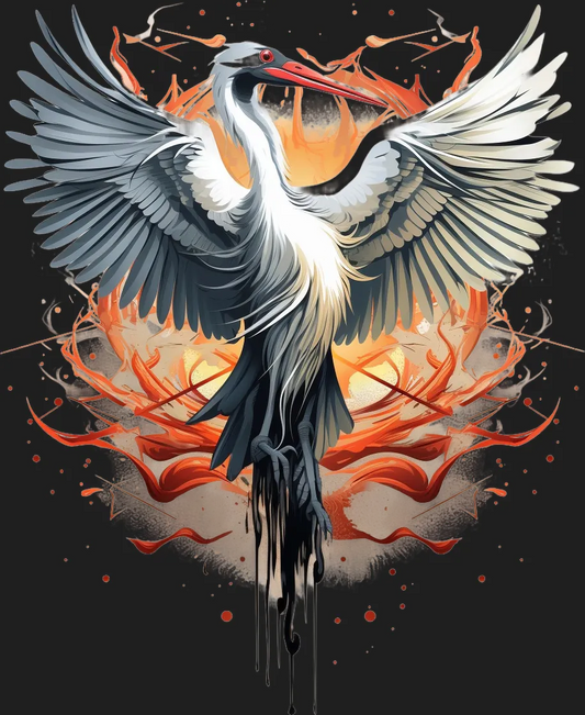 Fire Crane Art - DTF Ready to Press - Heat Press Transfer