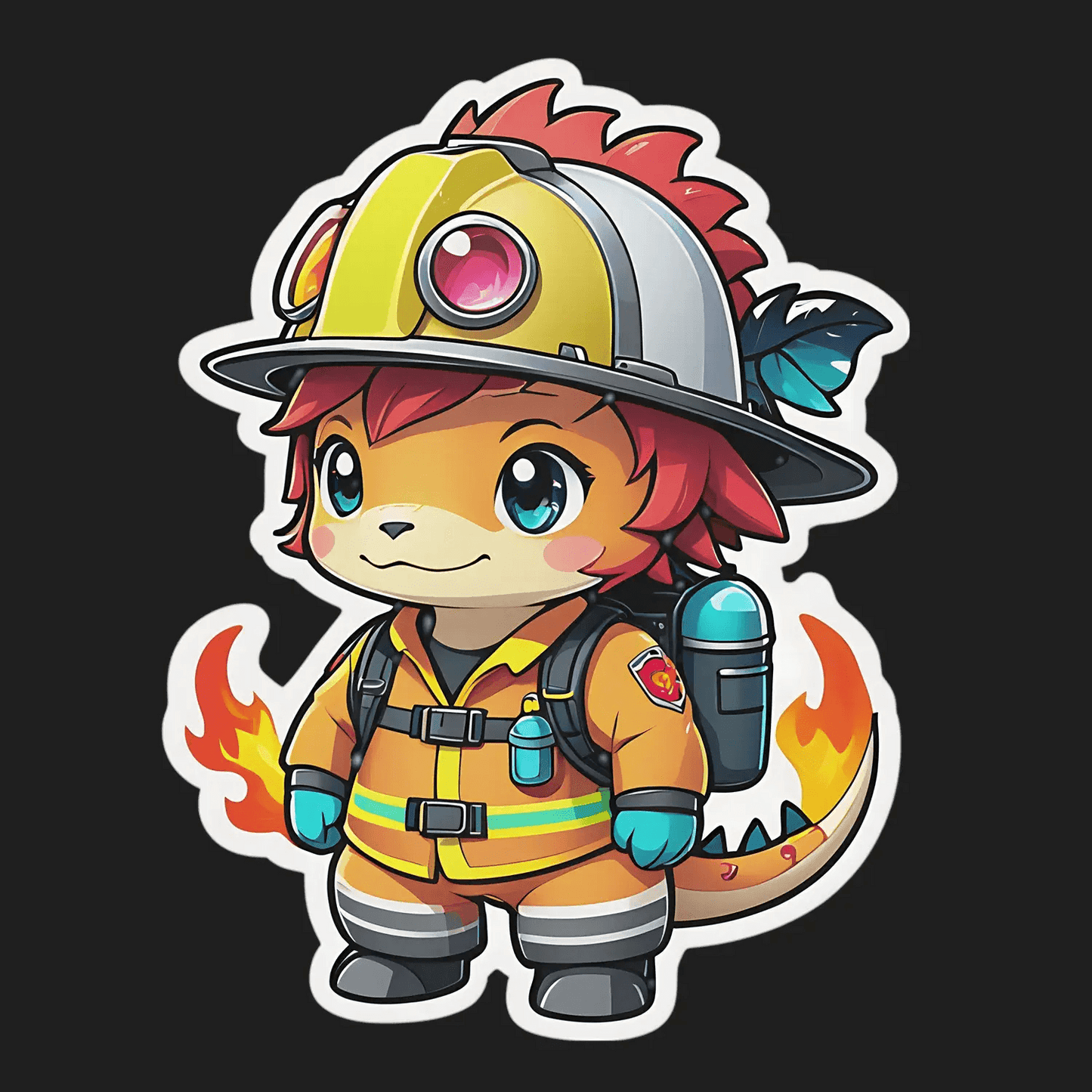 Firefighter Fox Sticker - Colorful and Durable - Heat Press Transfer