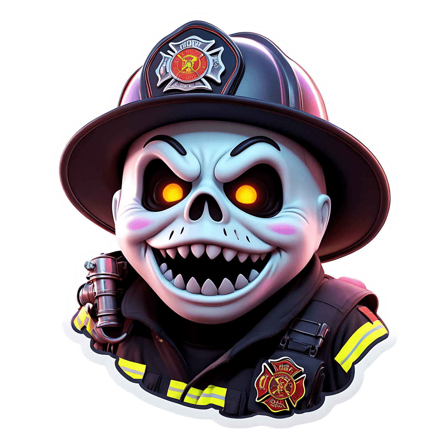 Firefighter Skull - UV DTF Sticker - Heat Press Transfer