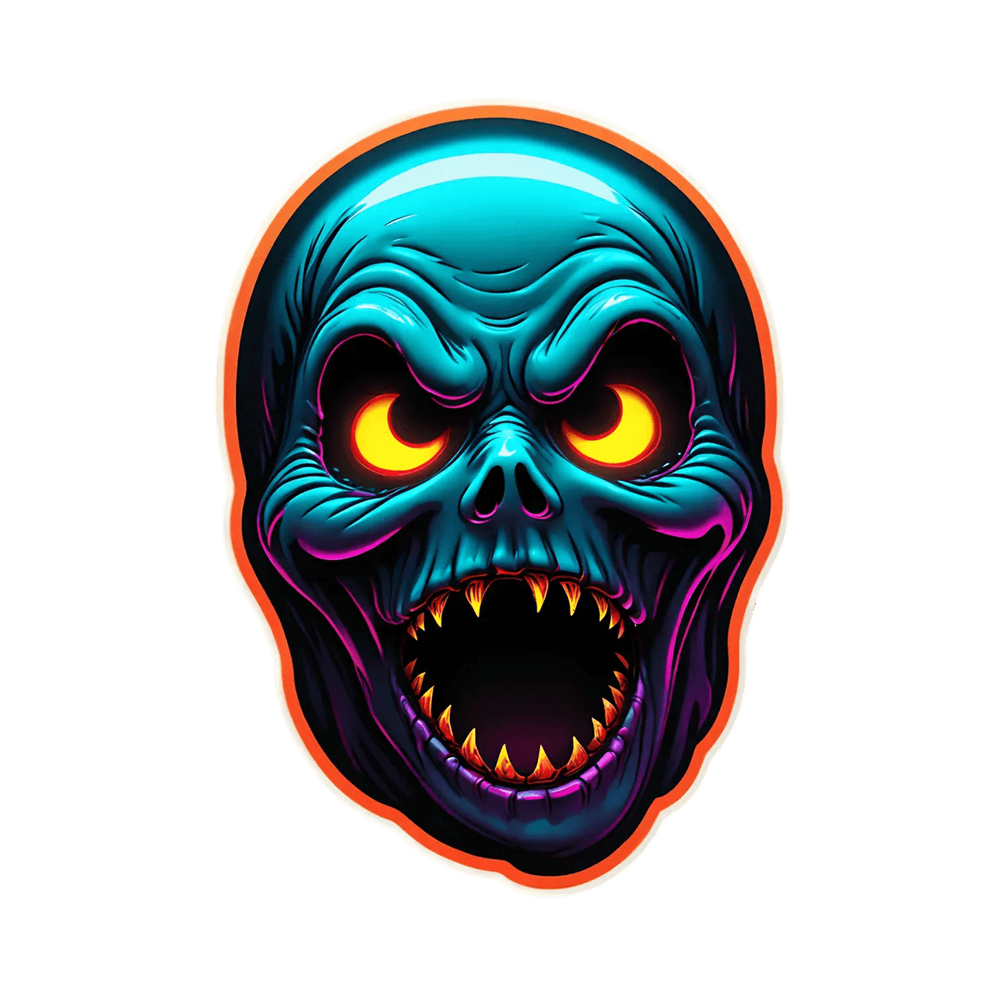 Flaming Skull Sticker - Vibrant UV DTF Design - Heat Press Transfer