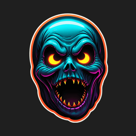 Flaming Skull Sticker - Vibrant UV DTF Design - Heat Press Transfer