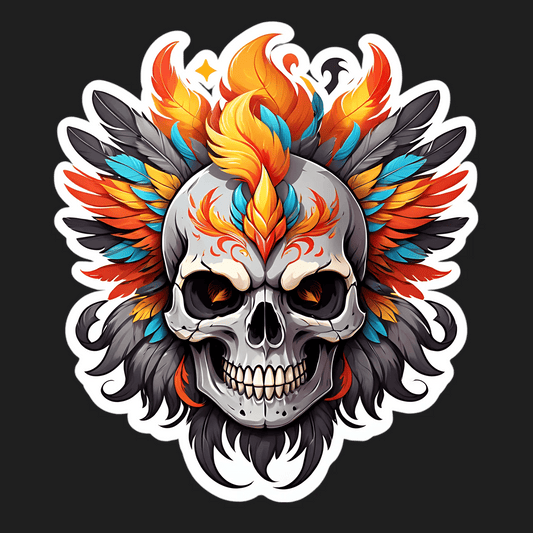 Flaming Skull - Sticker - Heat Press Transfer