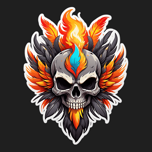 Flaming Skull - Sticker - Heat Press Transfer