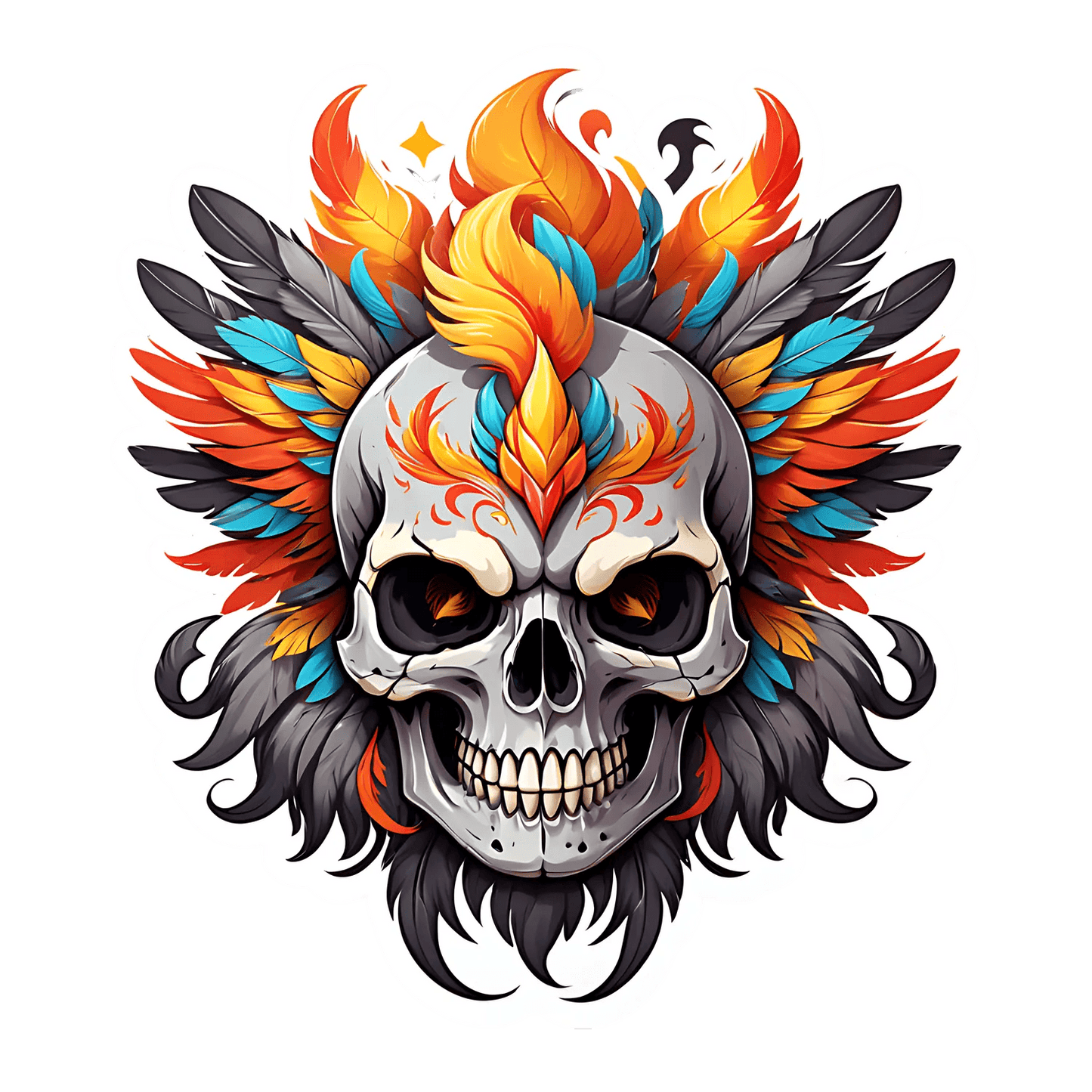 Flaming Skull - Sticker - Heat Press Transfer