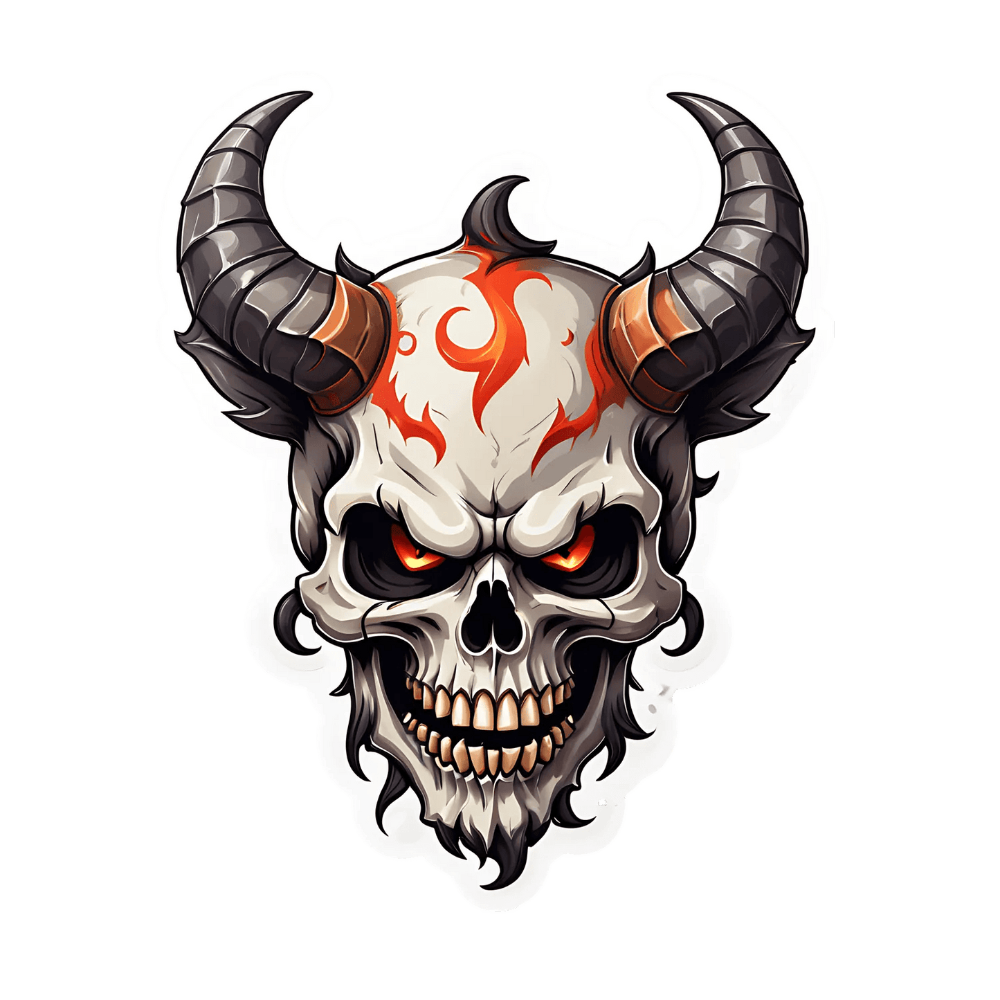 Flaming Skull - Sticker - Heat Press Transfer
