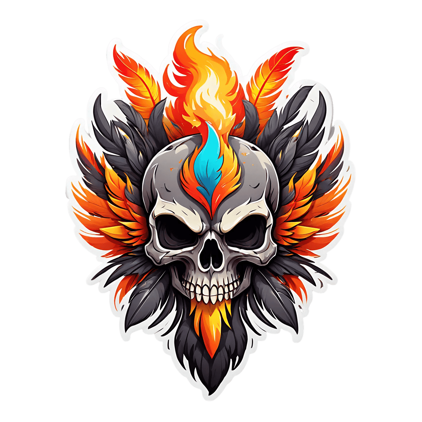 Flaming Skull - Sticker - Heat Press Transfer