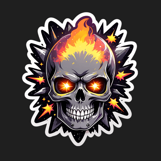 Flaming Skull Sticker - UV DTF Decal - Heat Press Transfer