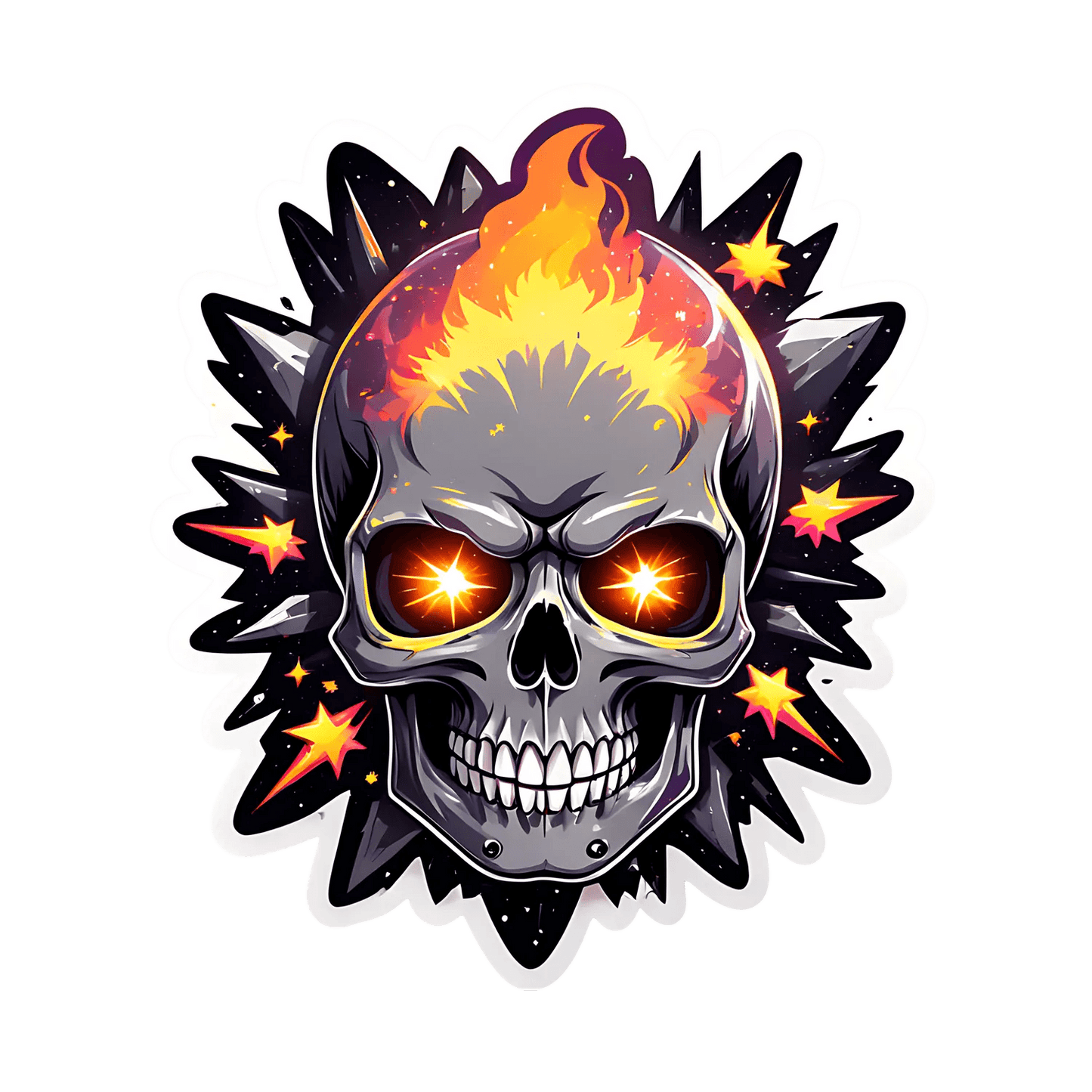 Flaming Skull Sticker - UV DTF Decal - Heat Press Transfer