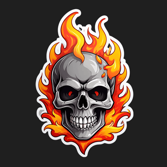 Flaming Skull Sticker - UV DTF Design - Heat Press Transfer