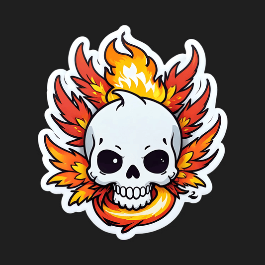 Flaming Skull Sticker - UV DTF - Heat Press Transfer