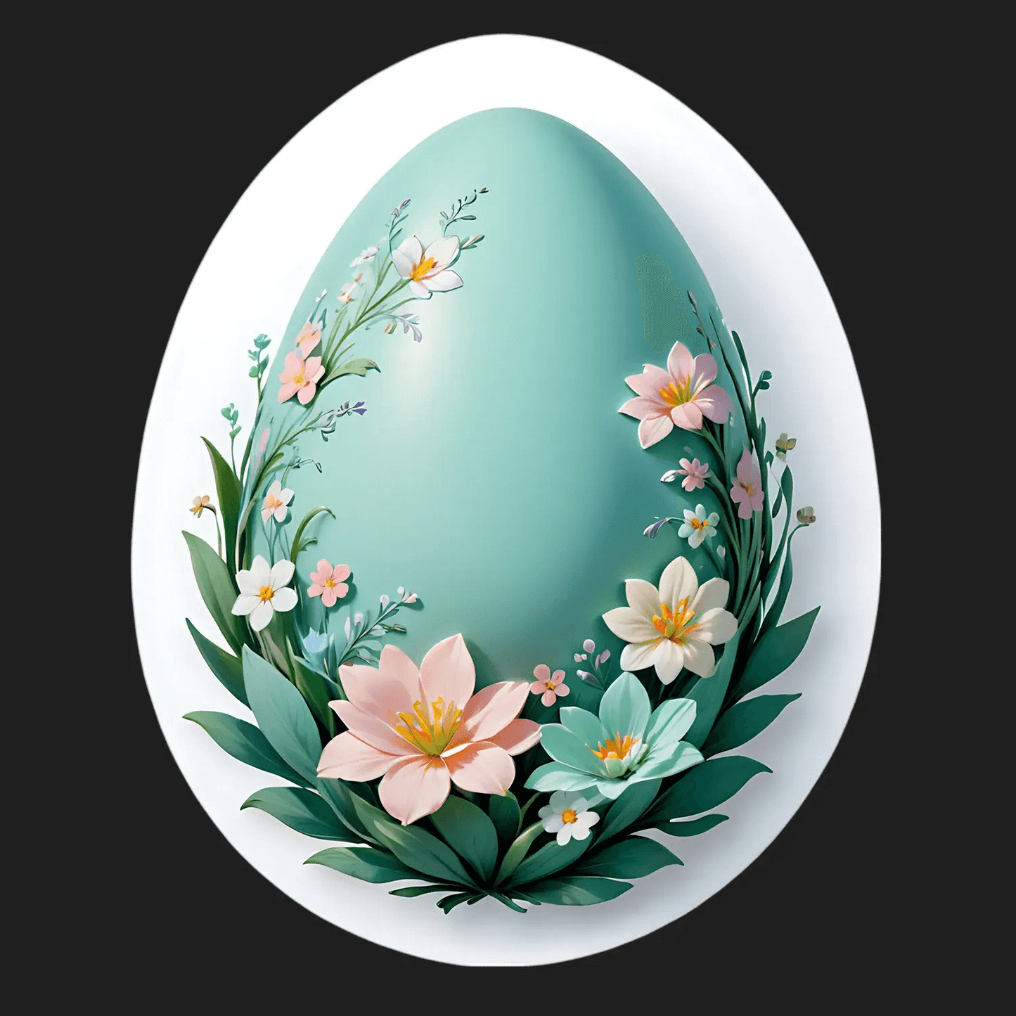Floral Egg - Decorative Sticker - Heat Press Transfer