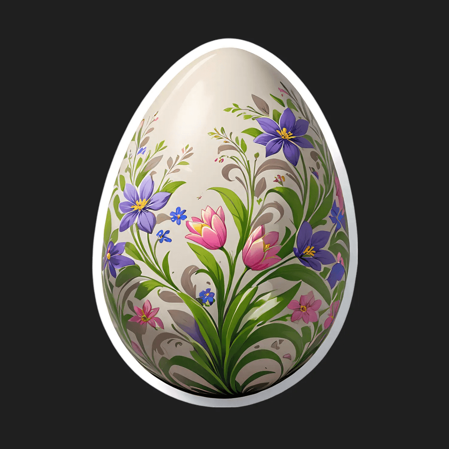 Floral Egg Sticker - Colorful UV DTF - Heat Press Transfer