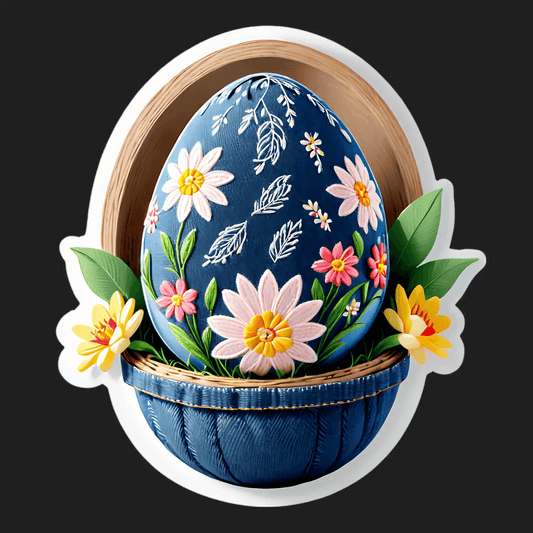 Floral Egg Sticker - Durable UV DTF Sticker - Heat Press Transfer