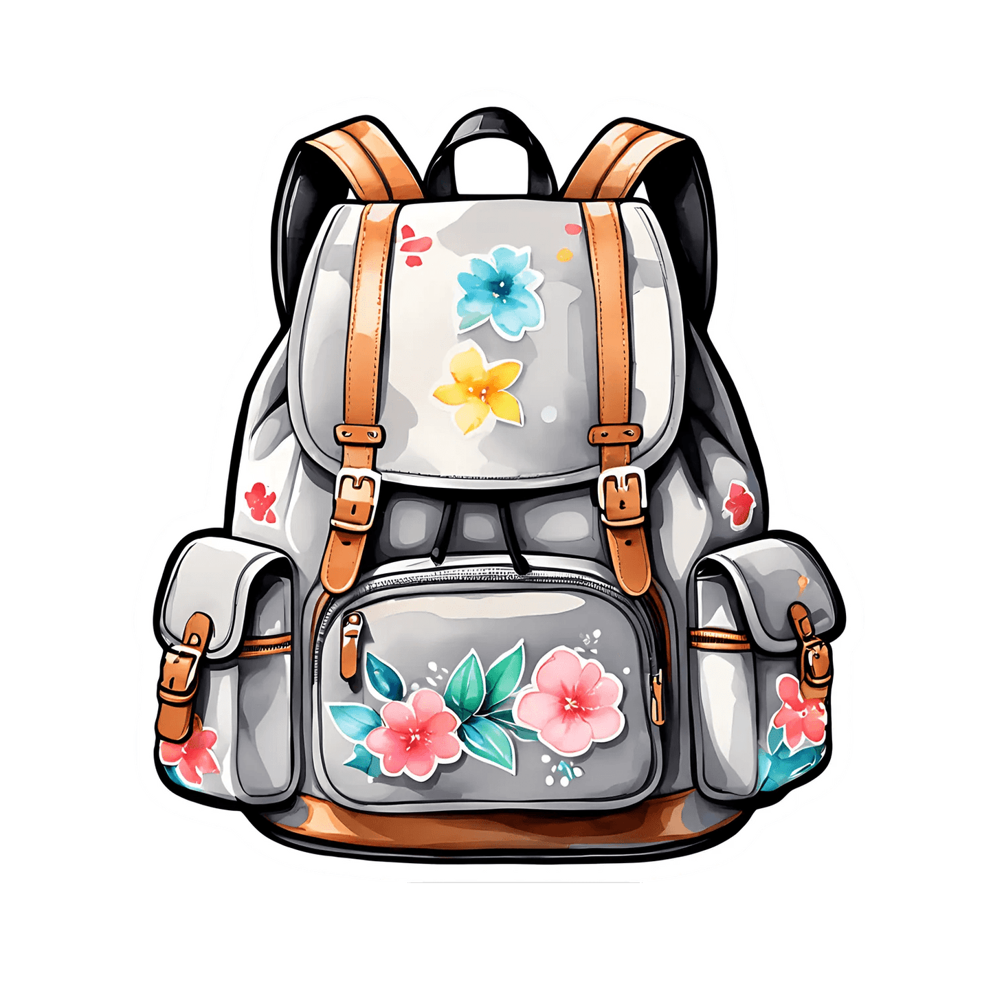 Floral Backpack - UV DTF Sticker - Heat Press Transfer