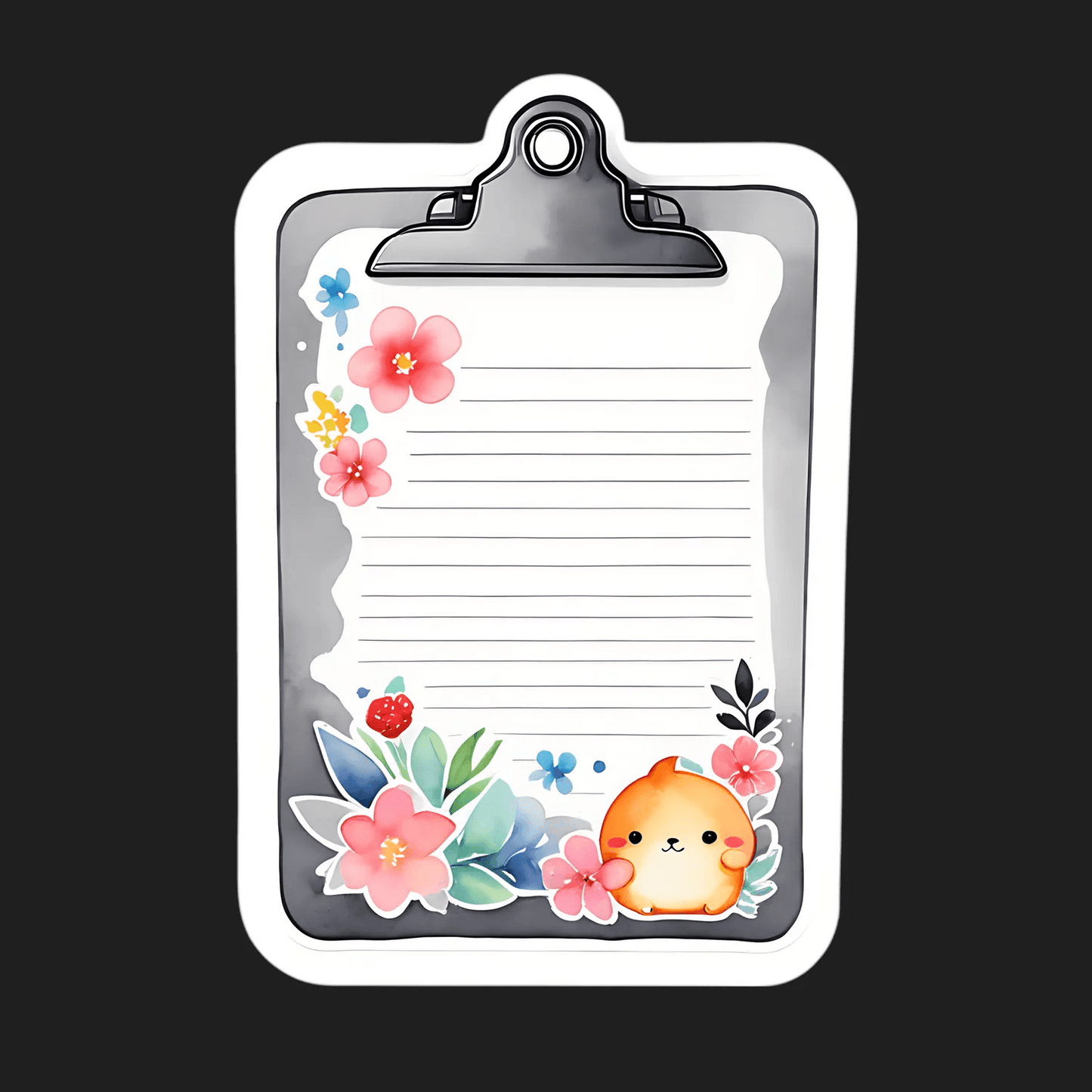 Floral Cat Clipboard - Sticker - Heat Press Transfer