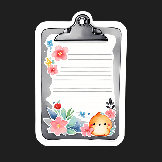 Floral Cat Clipboard - Sticker - Heat Press Transfer