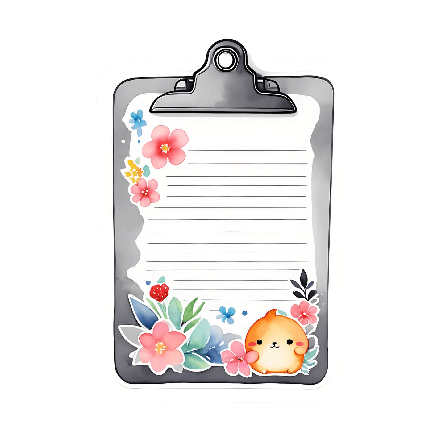 Floral Cat Clipboard - Sticker - Heat Press Transfer