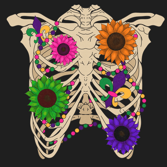 Floral Skeleton - DTF Ready to Press - Heat Press Transfer