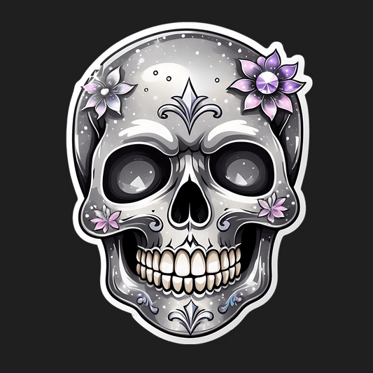 Floral Skull - UV DTF Sticker - Heat Press Transfer