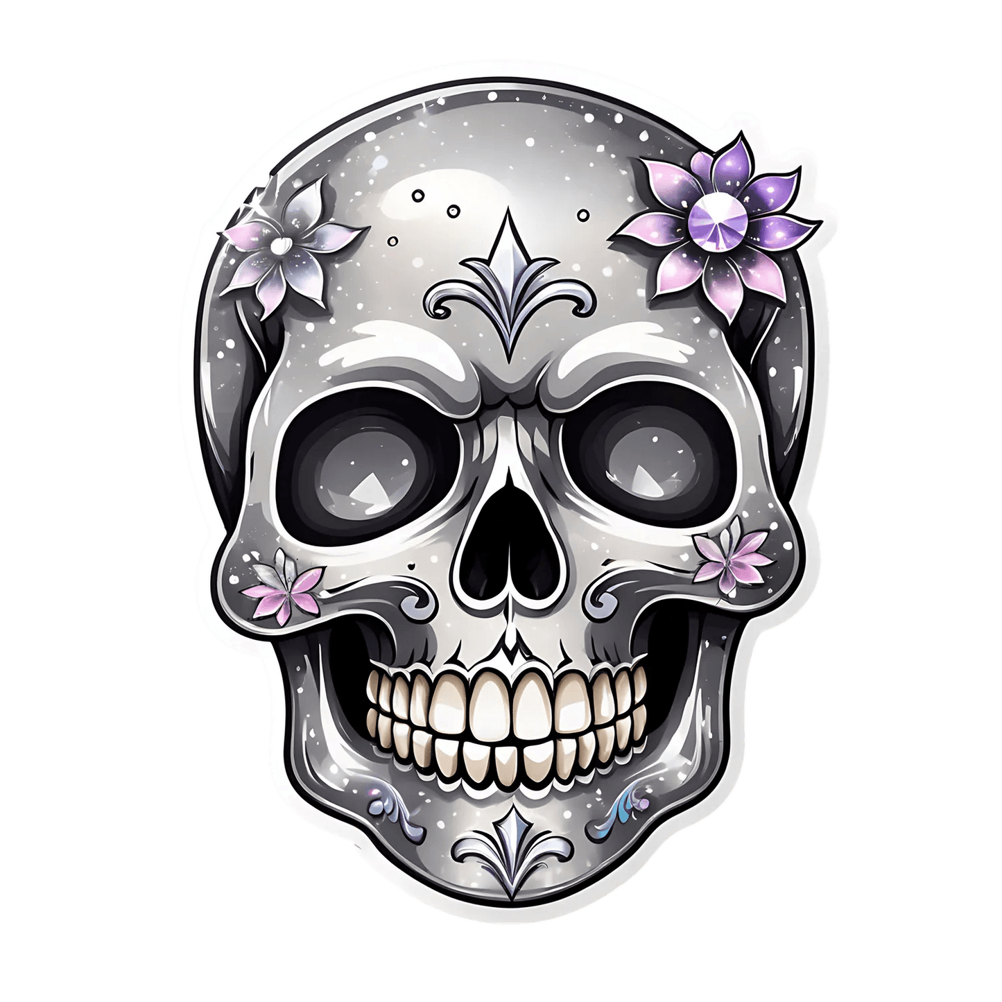 Floral Skull - UV DTF Sticker - Heat Press Transfer