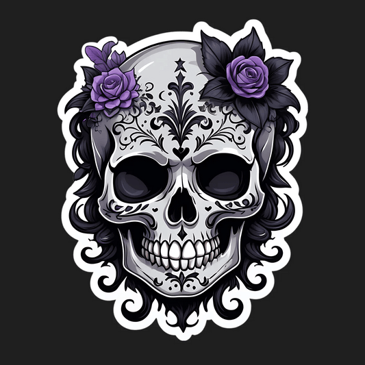 Floral Skull Decor - Sticker - Heat Press Transfer