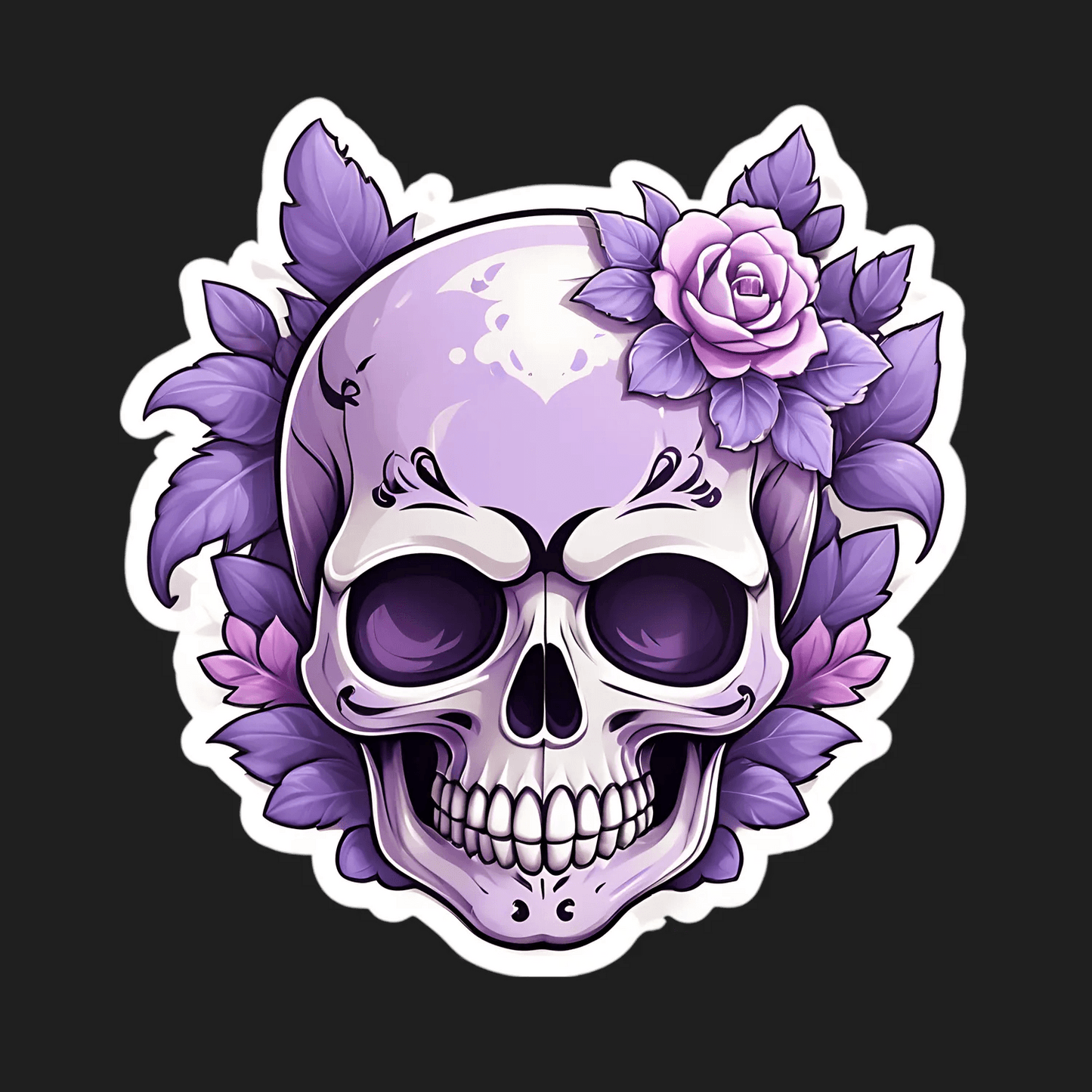 Floral Skull Sticker - UV DTF - Heat Press Transfer