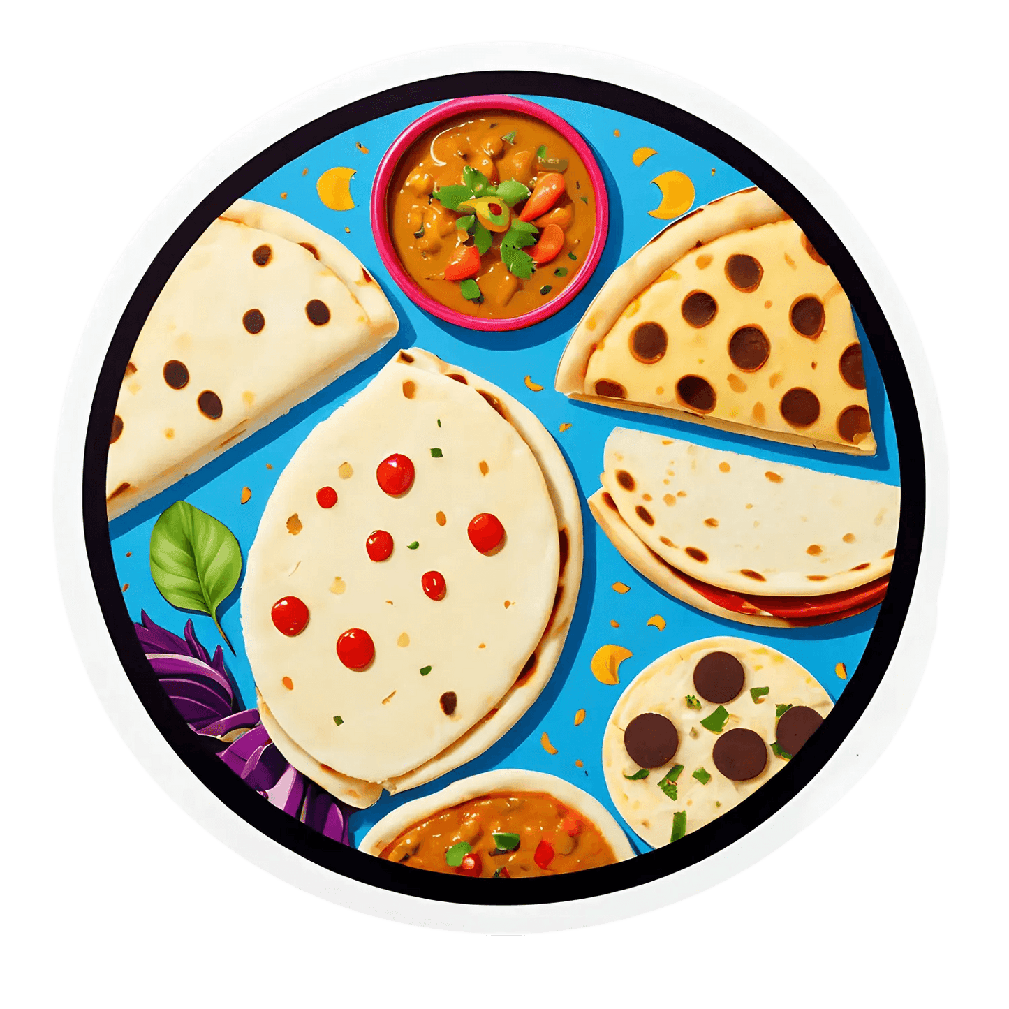 Foodie Delight Sticker - Colorful Pizza & Dip Graphics - Heat Press Transfer