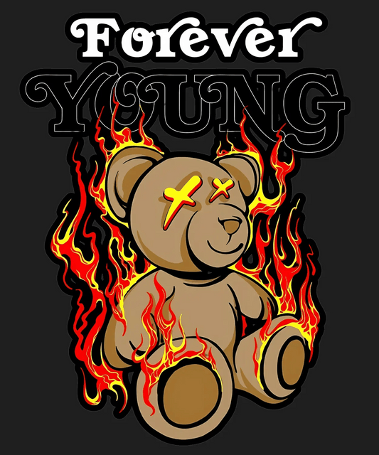 Forever Young Teddy - DTF Ready to Press - Heat Press Transfer