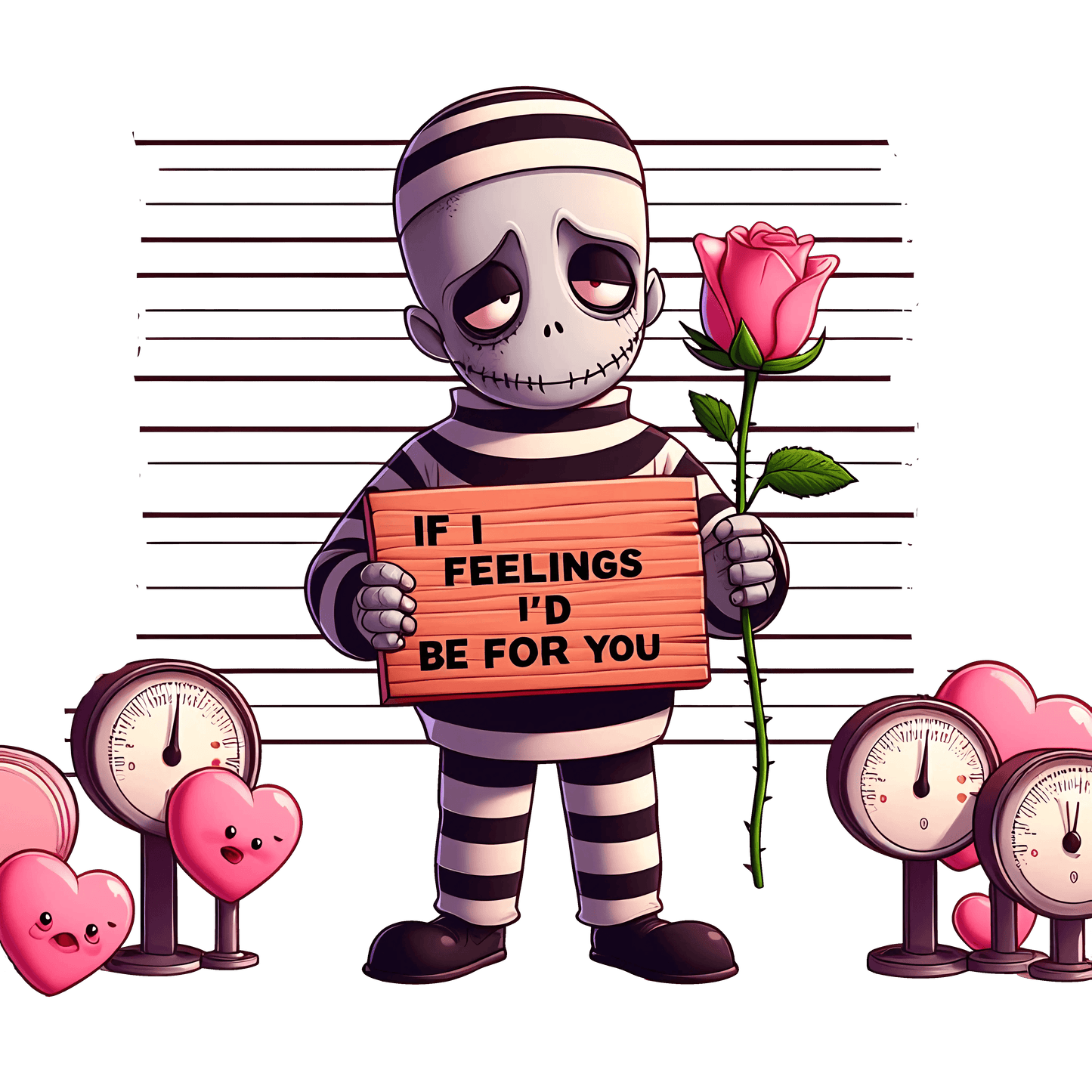 Frankenstein If I Feelings They'd Be For You Valentine's Day Design - DTF Ready To Press - Heat Press Transfer
