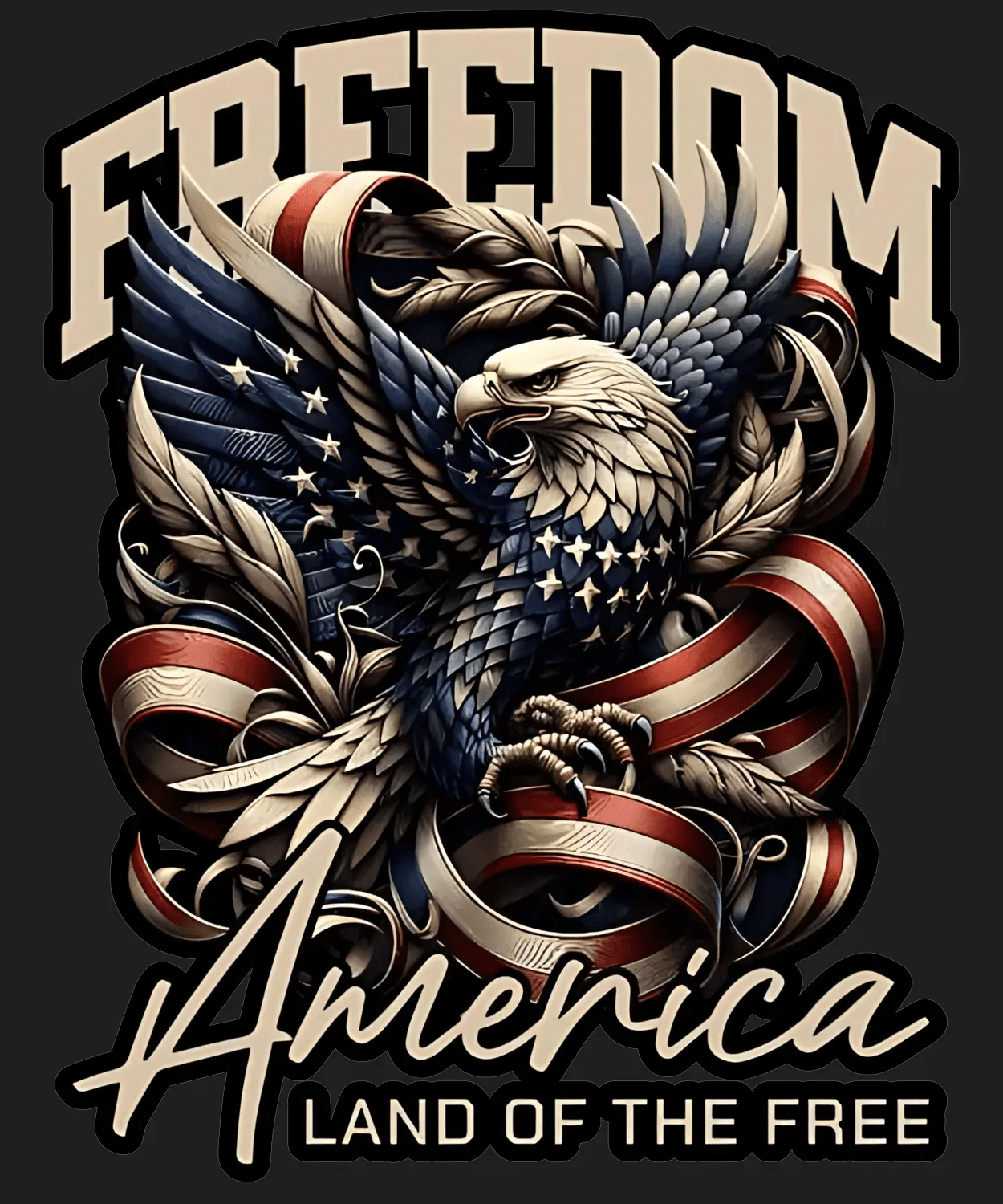 Freedom Eagle America - DTF Ready to Press (black_bg)