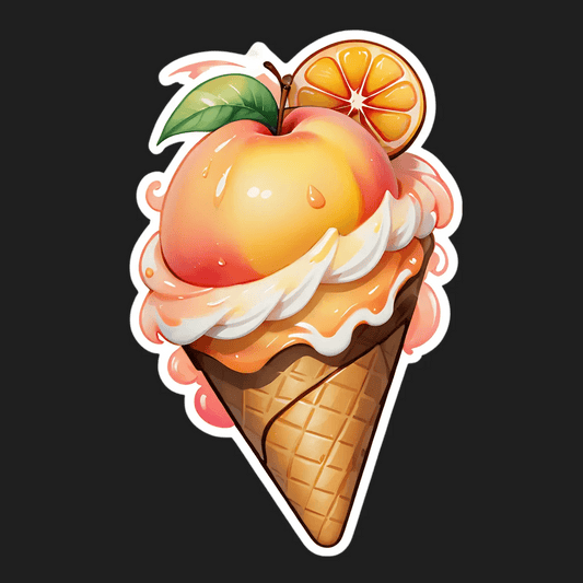 Fruit Ice Cream Sticker - Peach and Citrus Design - Heat Press Transfer