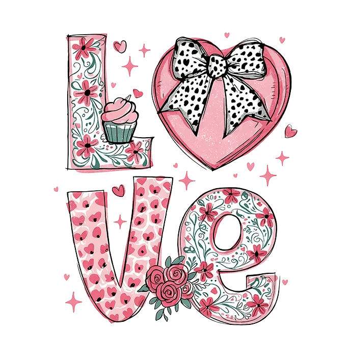 Fun & Festive: Valentine’s Day DTF Gang Sheet 22"x60" Premade DTF Gang Sheet - Heat Press Transfer