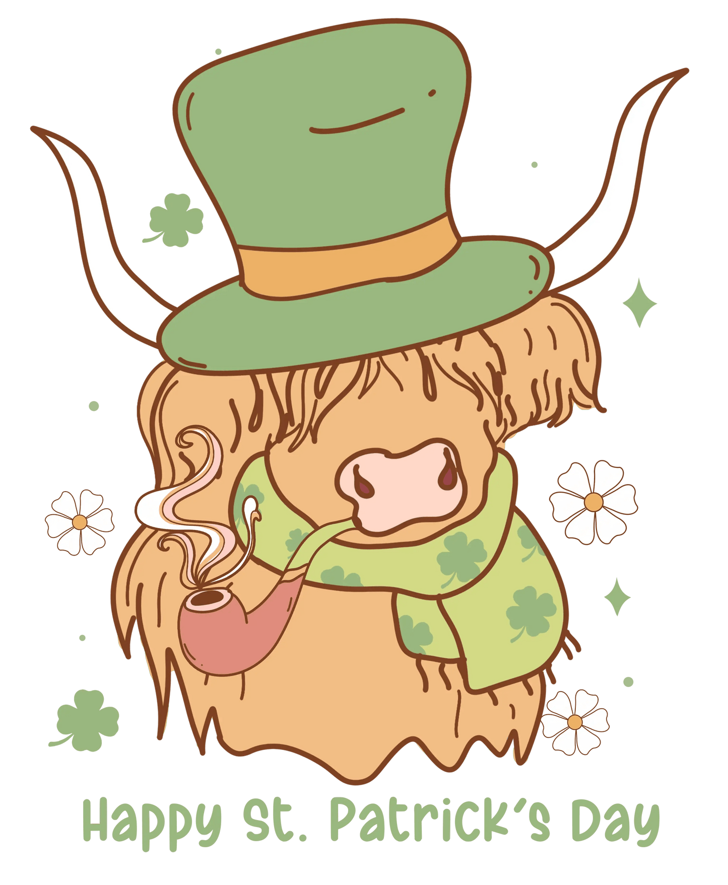 Funny Patrick's Day Cow Western Design - DTF Ready To Press - Heat Press Transfer