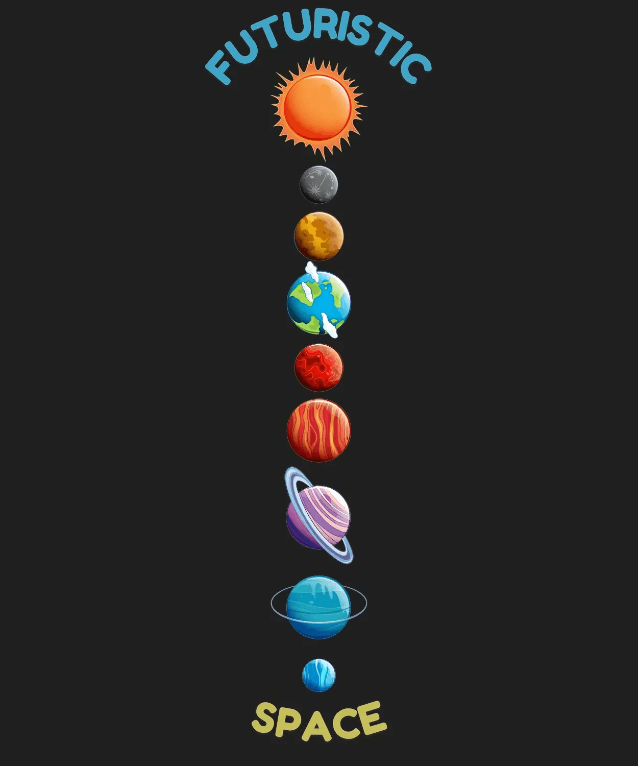 Futuristic Space - DTF Ready to Press (black_bg)