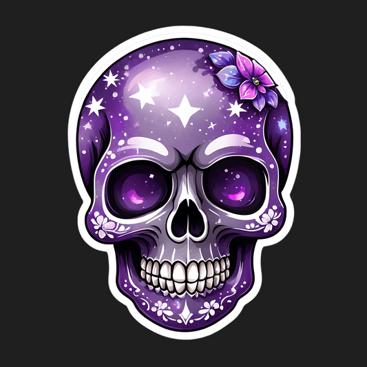 Galactic Skull - Purple Sticker - Heat Press Transfer