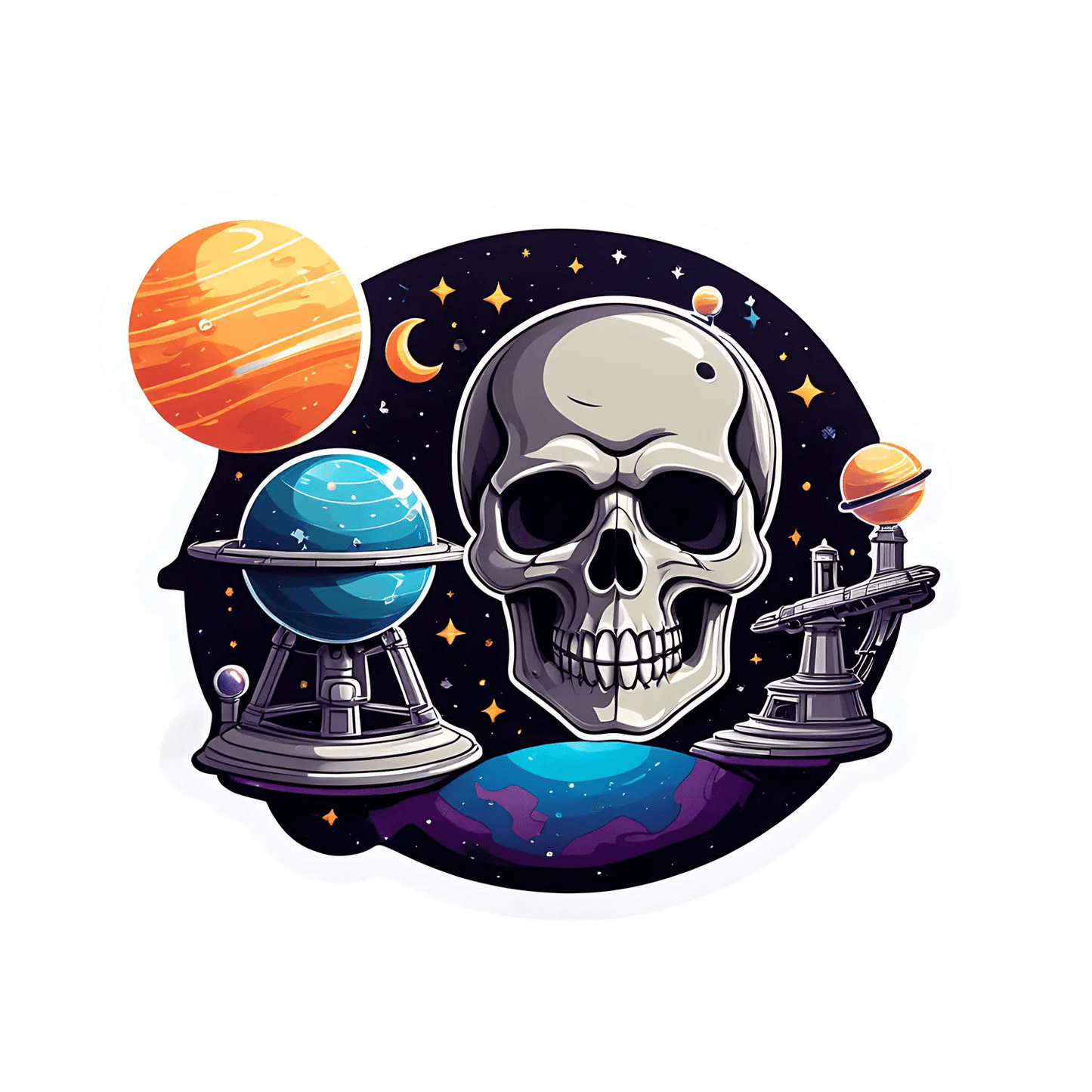Galactic Skull - Space Themed Sticker - Heat Press Transfer