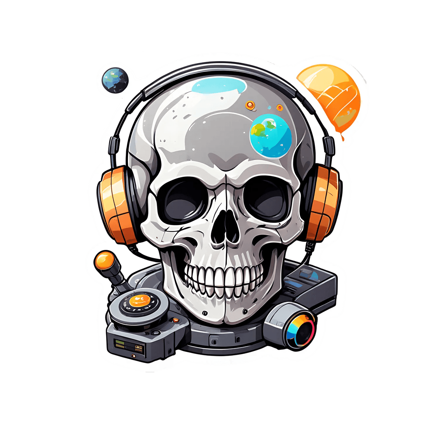 Galactic Skull DJ - Sticker - Heat Press Transfer