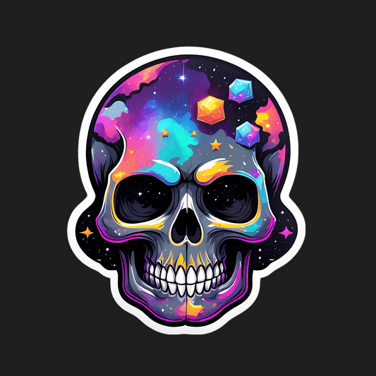 Galactic Skull Sticker - Colorful Cosmic Design - Heat Press Transfer