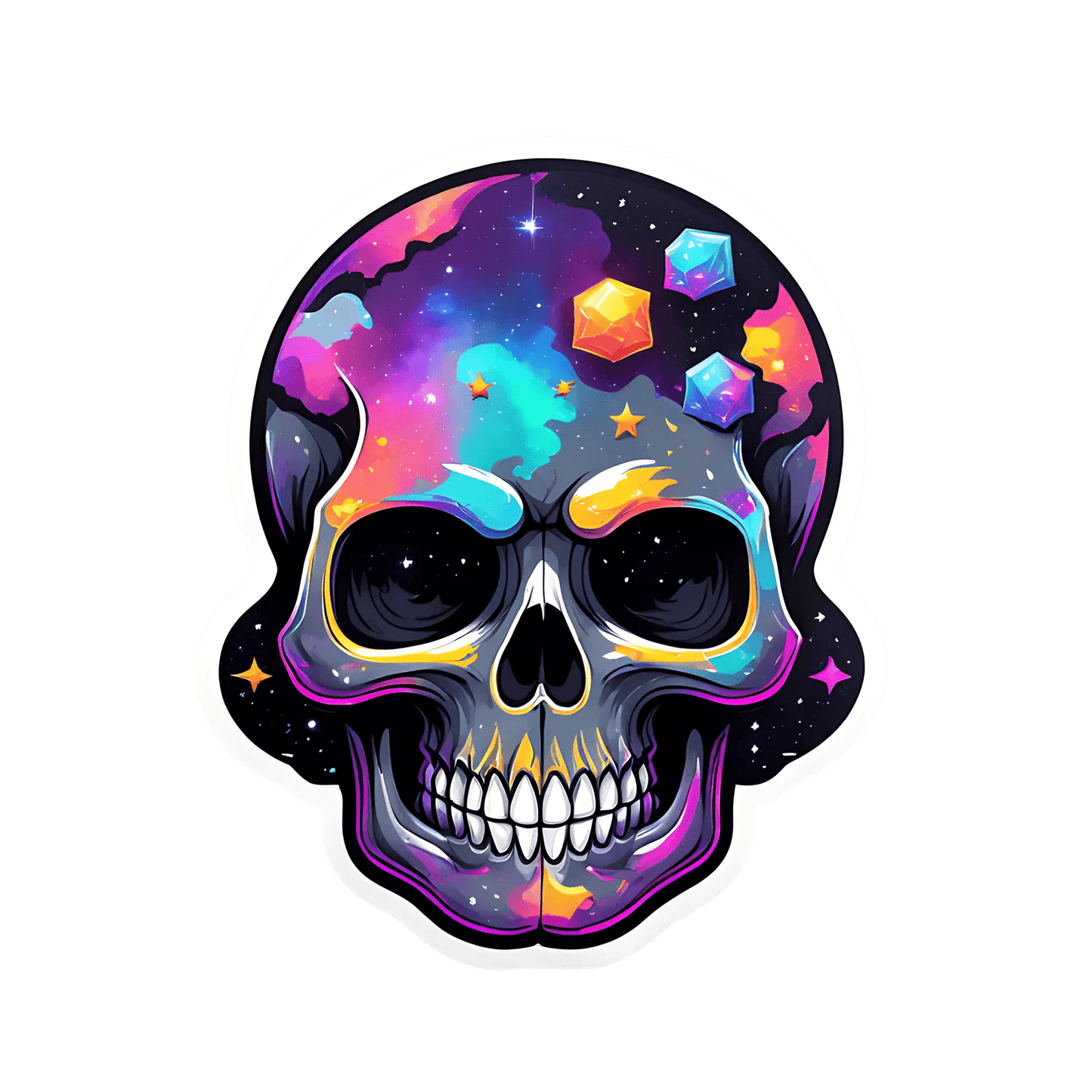 Galactic Skull Sticker - Colorful Cosmic Design - Heat Press Transfer