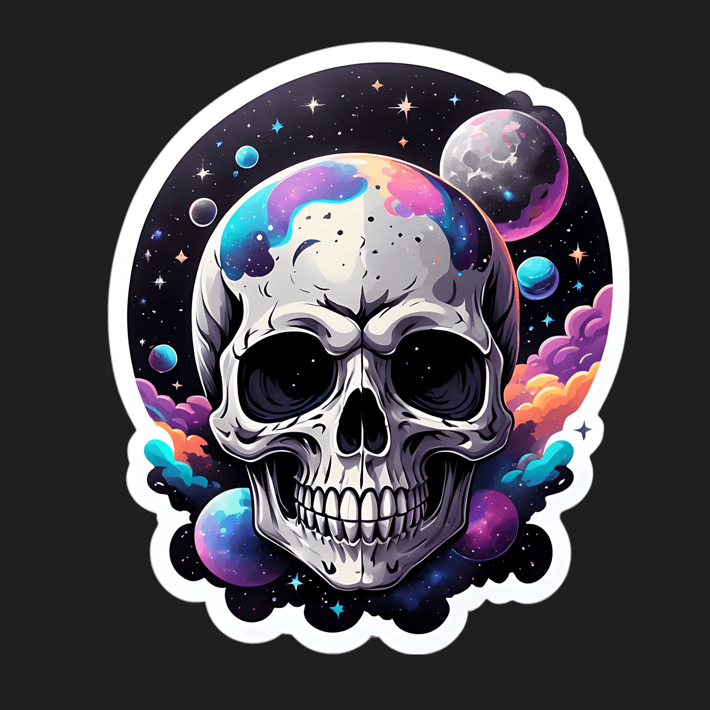 Galactic Skull Sticker - Cosmic UV DTF - Heat Press Transfer