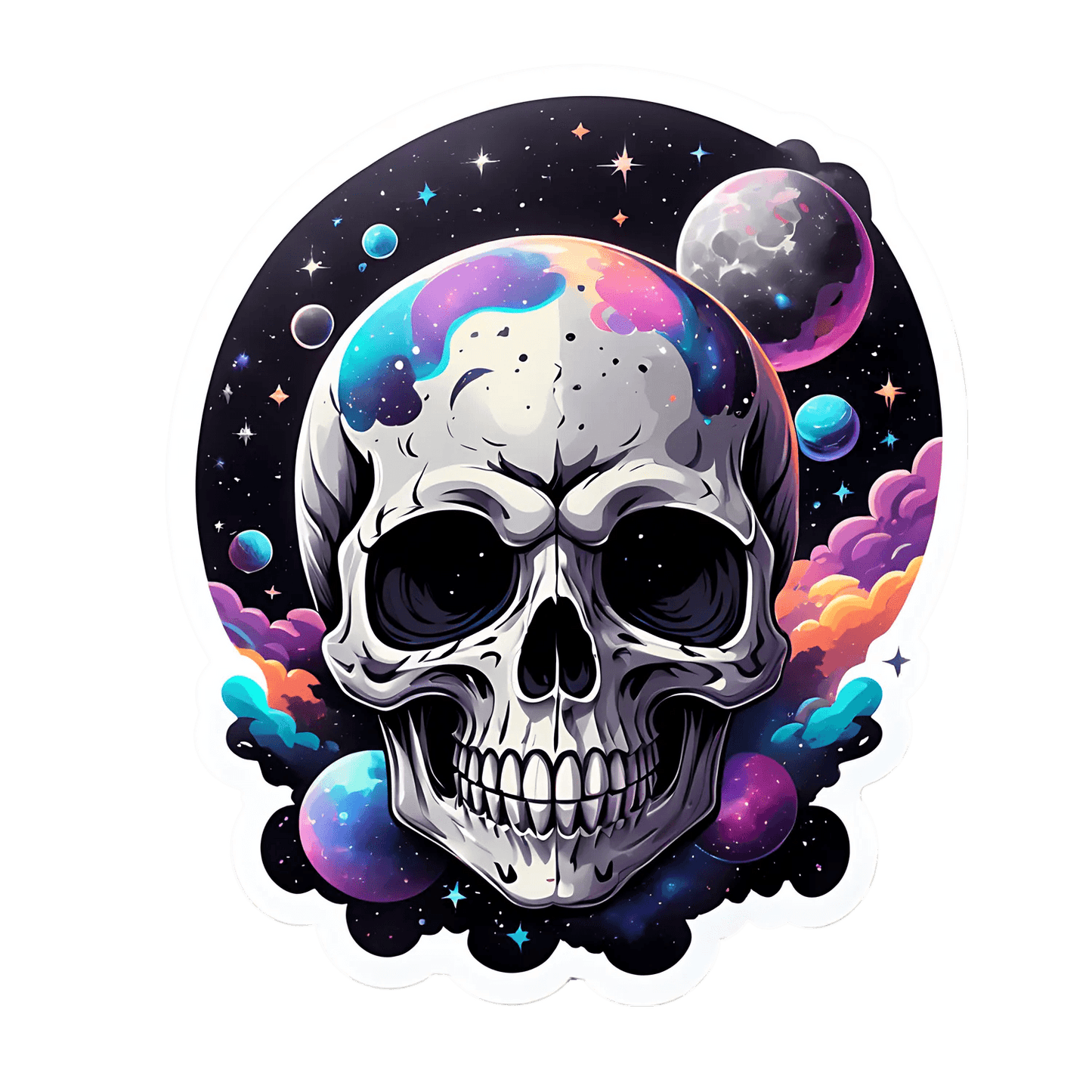 Galactic Skull Sticker - Cosmic UV DTF - Heat Press Transfer