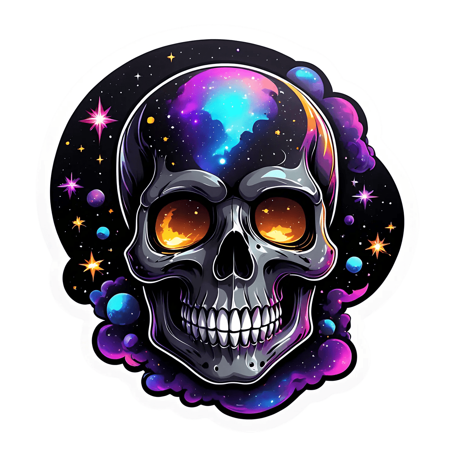 Galactic Skull Sticker - Cosmic UV Sticker - Heat Press Transfer