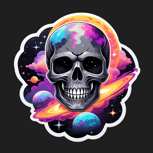 Galactic Skull Sticker - Vibrant Cosmic Design - Heat Press Transfer