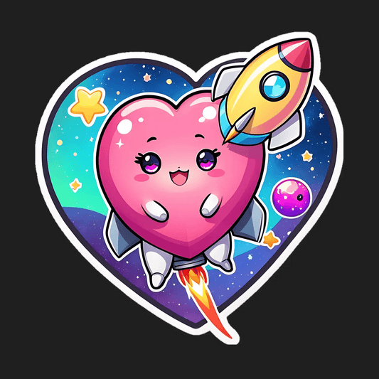 Galaxy Heart Rocket - Sticker - Heat Press Transfer