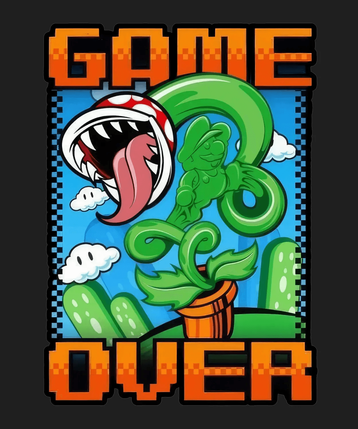 Game Over Tee - DTF Ready to Press (black_bg)