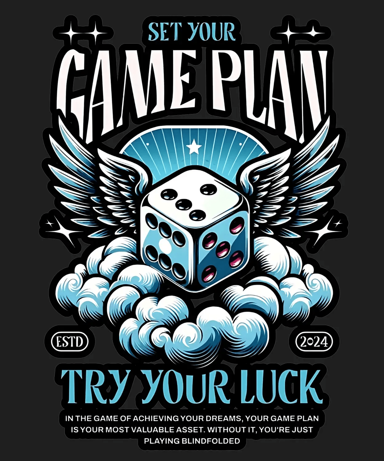 Game Plan Wings - DTF Ready to Press (black_bg)