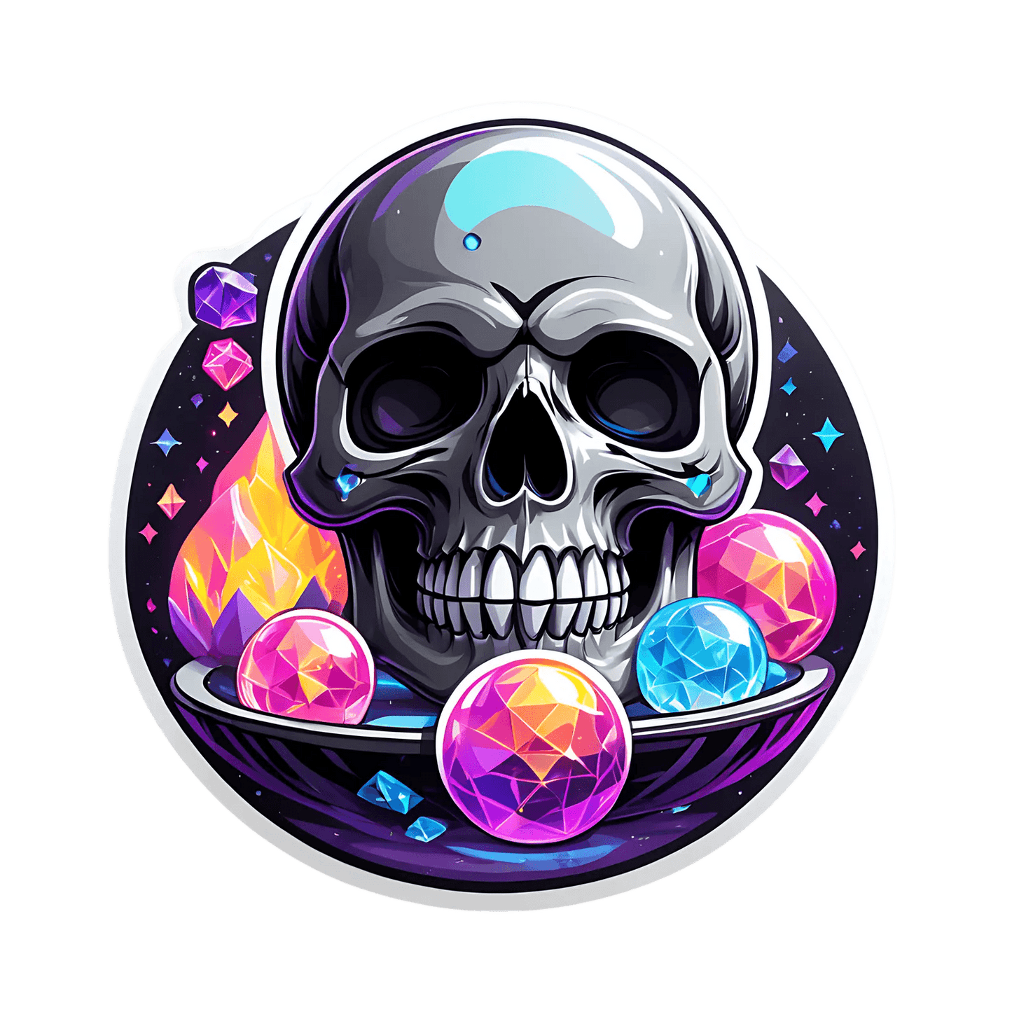 Gemstone Skull - UV DTF Sticker - Heat Press Transfer