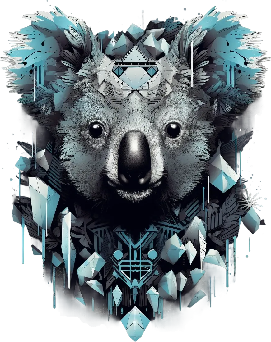 Geometric Koala - DTF Ready to Press - Heat Press Transfer