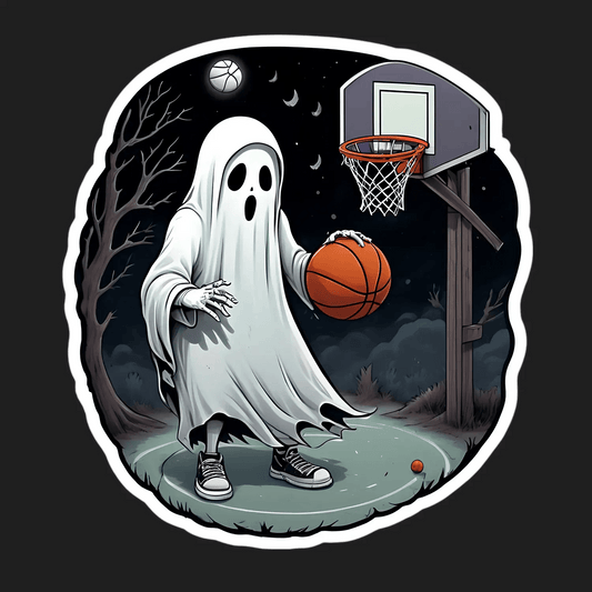 Ghost Basketball - Halloween Sticker - Heat Press Transfer