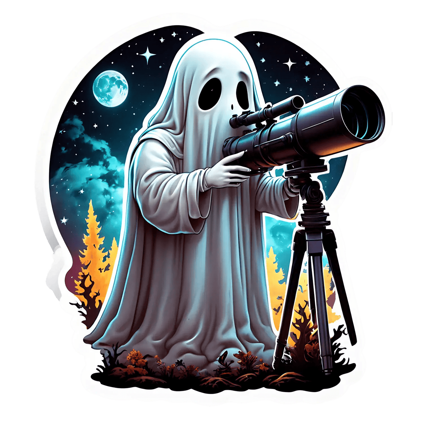 Ghostly Observer - Night Sky Sticker - Heat Press Transfer